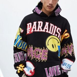 PacSun Black Multicolor Graphic Hoodie